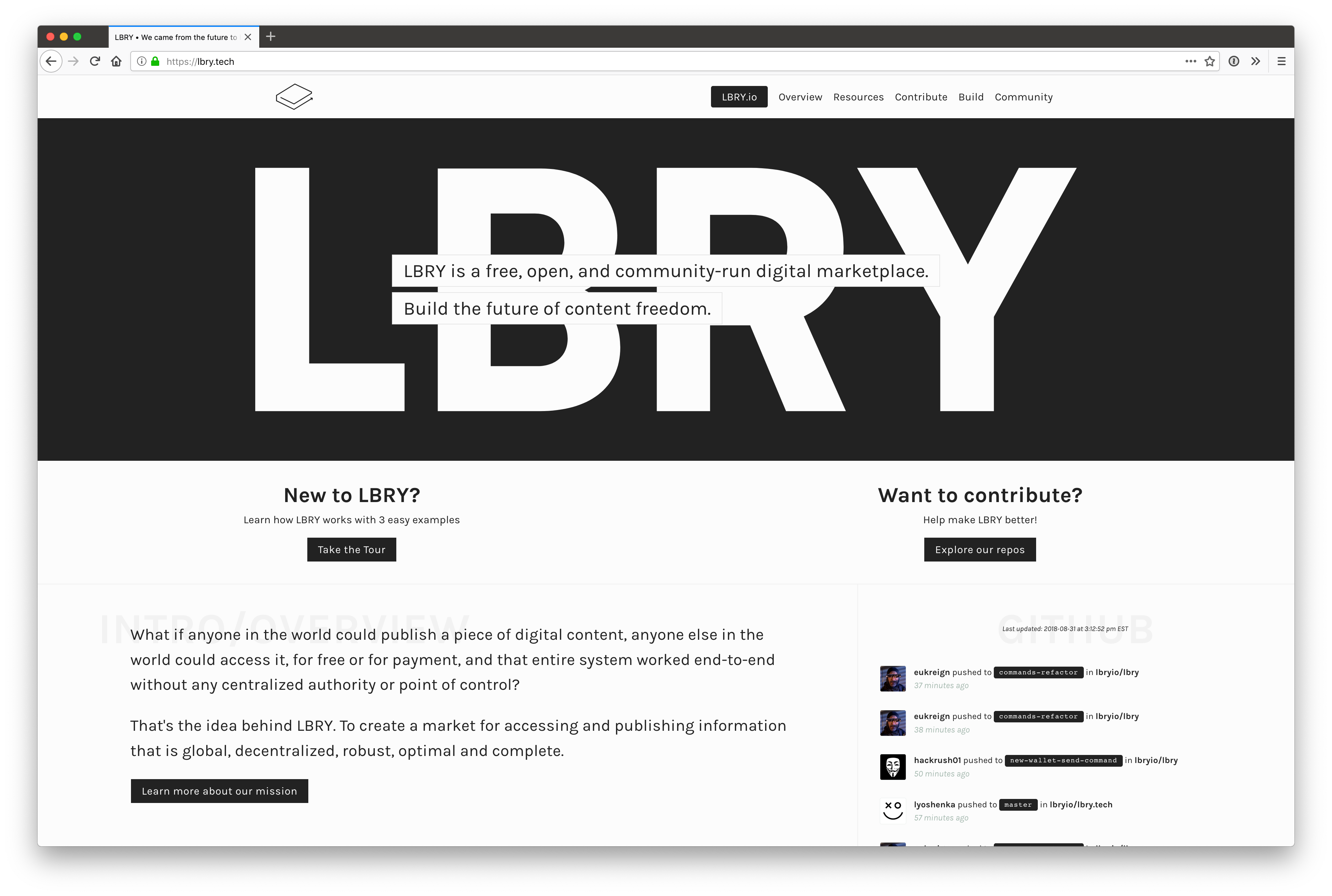 Screenshot of lbry.tech
